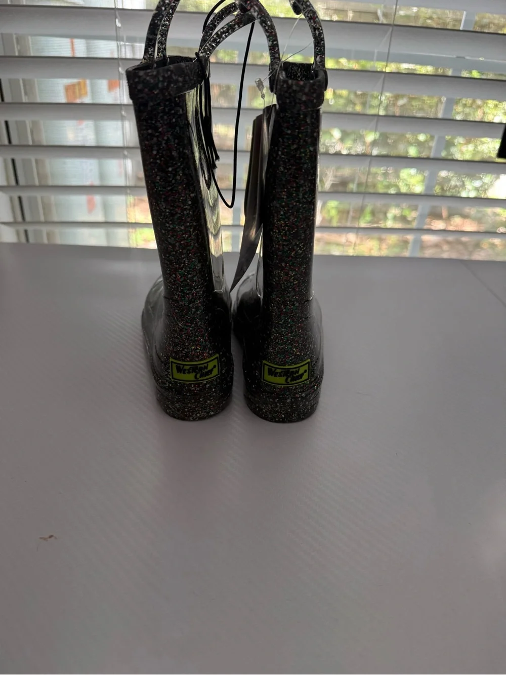 Western Chief Kids Black Multi Glitter Rain Boots with Handles
